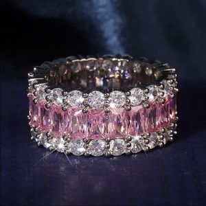Pink Cubic Zirconia Wedding engagement band💝💝💝